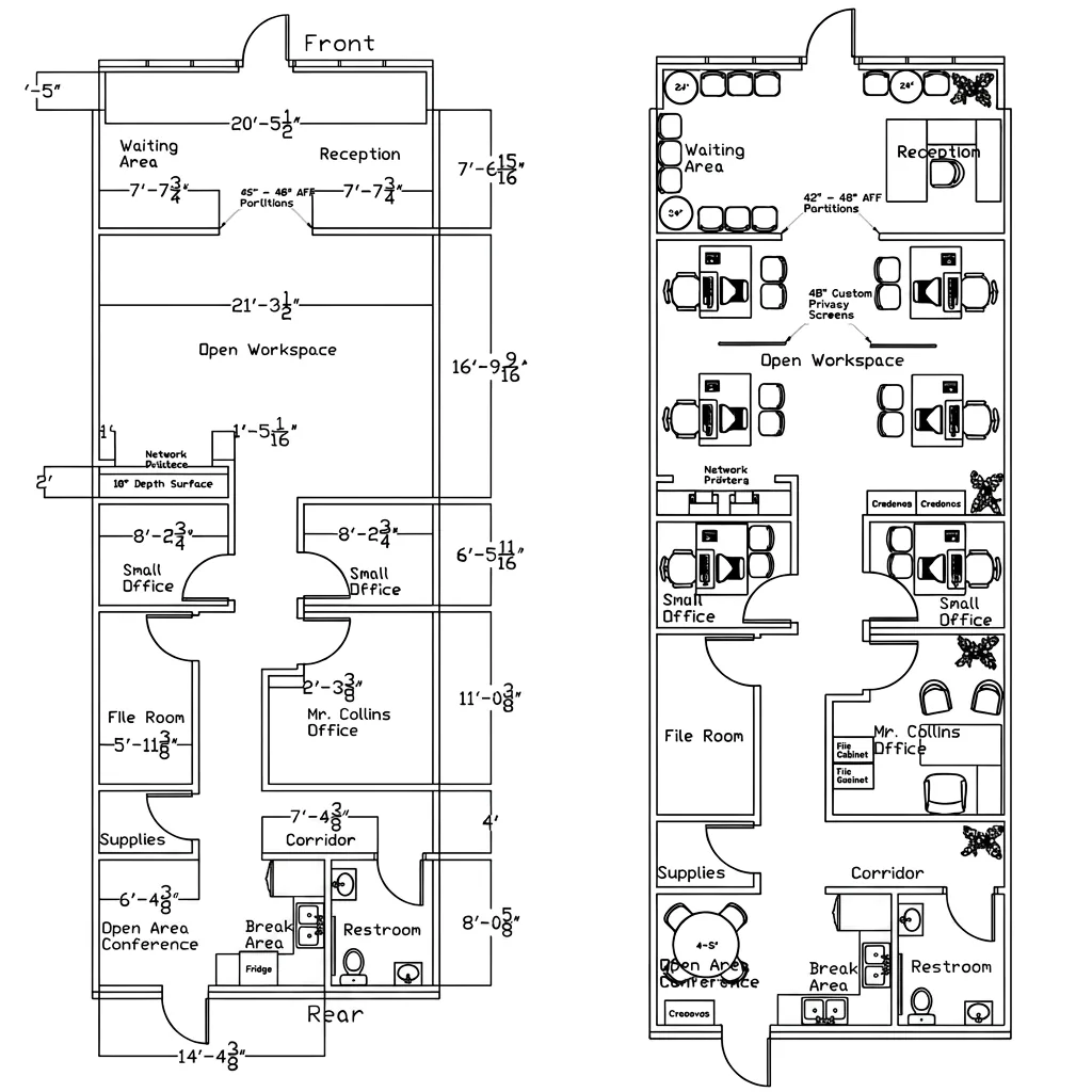 American Family Insurance commercial workspace planning layout with private offices, circulation planning, collaborative workspace design, and furniture coordination